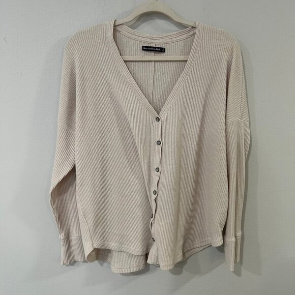 Abercrombie & Fitch Off White Ivory Lightweight Cardigan Button Up Size Large - Picture 7 of 8